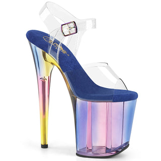 pleaser- flamingo-808ht blue-holographic-tinted-platform-heels available in large sizes