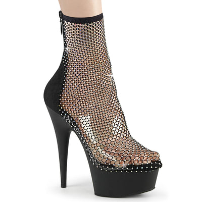 Delight-1009 rhinestone mesh ankle platform heel in blac