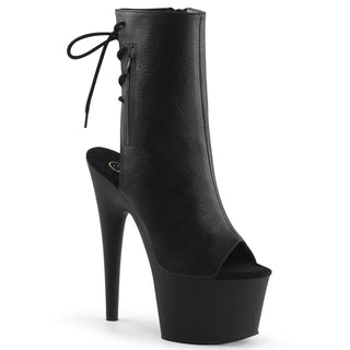 pleaser adore-1018 black matte open toe and heel platform pole boots