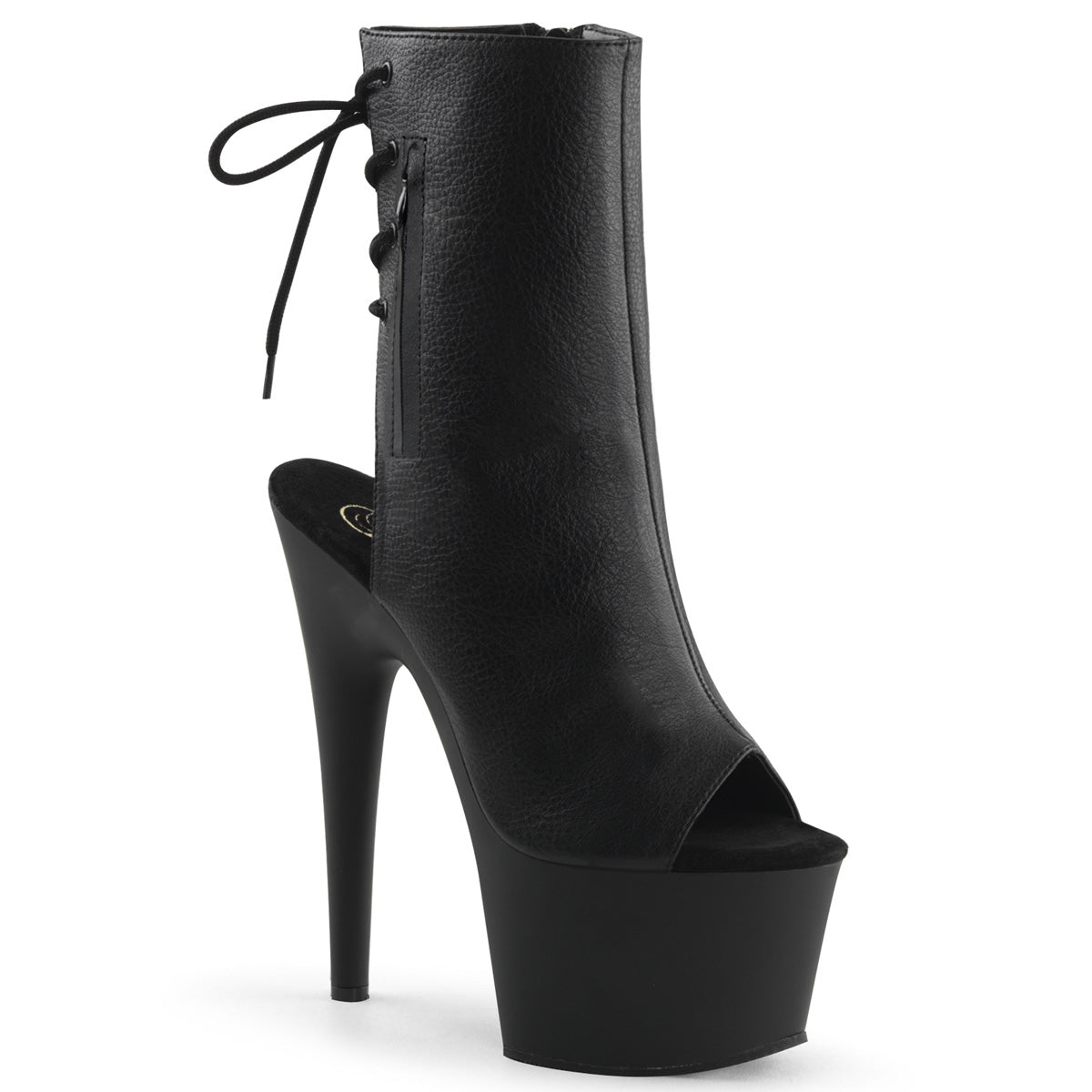 pleaser adore-1018 black matte open toe and heel platform pole boots