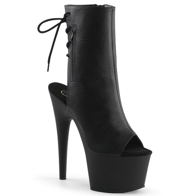 pleaser adore-1018 black matte open toe and heel platform pole boots
