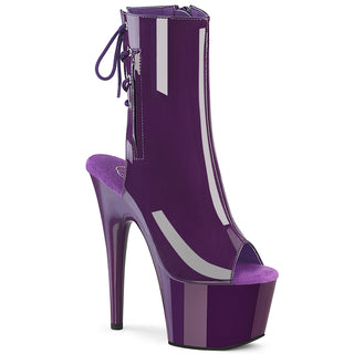 pleaser adore-1018 purple open toe and heel platform pole boots