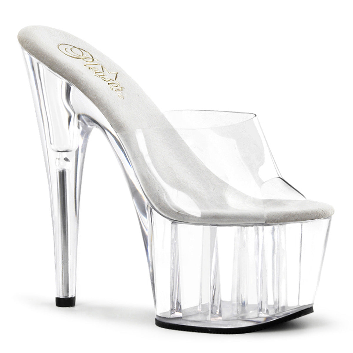 pleaser adore-701 clear platform slides