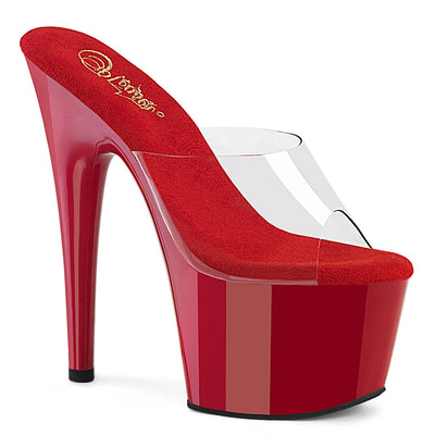 pleaser adore-701 clear red platform heels