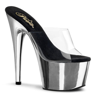 pleaser adore-701 clear silver chrome platform sandals