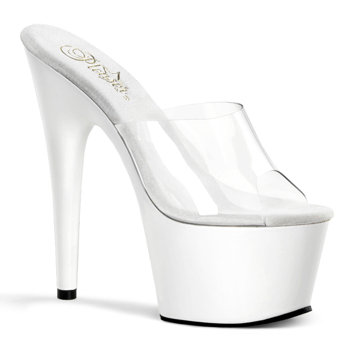 pleaser adore-701 clear white platform sandals