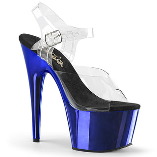 pleaser adore-709 blue chrome pole sandals