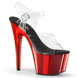 pleaser adore-708 red chrome platform heels