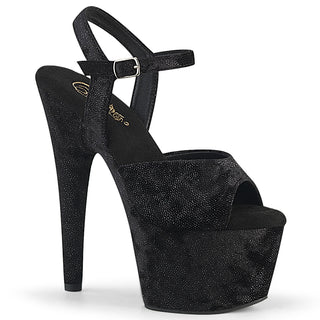 Pleaser Adore-709RW sandal displaying shimmer fabric finish and peep-toe design.