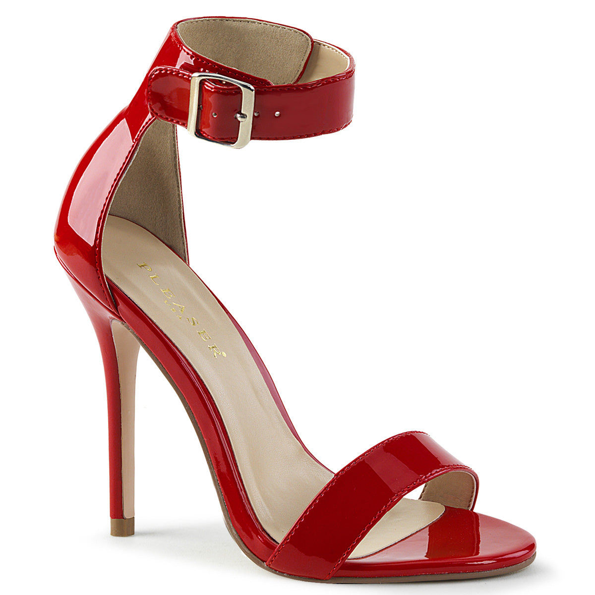 pleaser amuse-10 ankle strap red heels