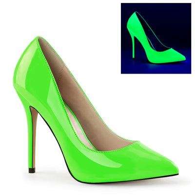 pleaser amuse-20 neon green stilettos