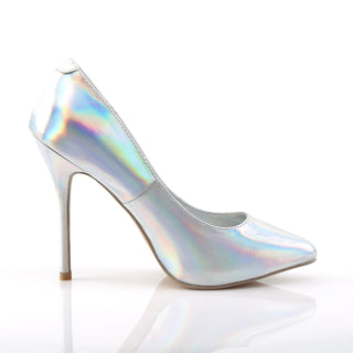 inner side of pleaser amuse-20 silver hologram classic stiletto pumps