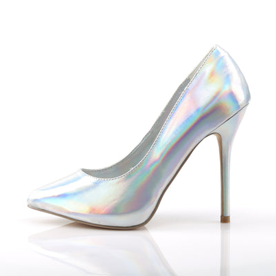 outer side ofpleaser amuse-20 silver hologram classic pumps