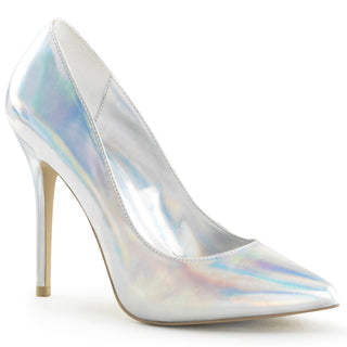 pleaser amuse-20 silver hologram classic stiletto pump