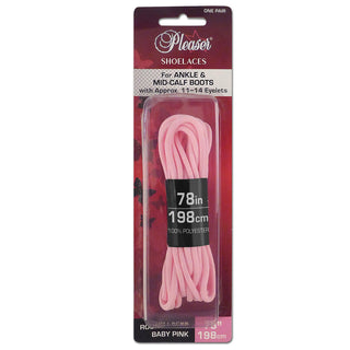 Pleaser baby pink replacement boot laces 198cm for ankle and mid-calf boots