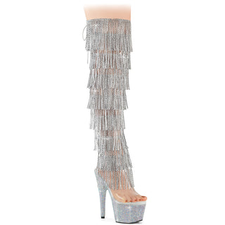 Pleaser Bejeweled-3019c-rsf-7-csrs rhinestone fringe over the knee boots