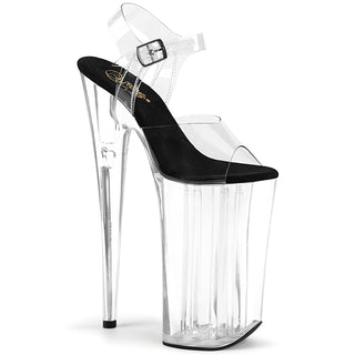 pleaser beyond-008 black clear ultra high platform sandals