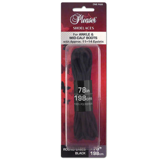 Pleaser black replacement boot laces 198cm for ankle and mid-calf boots