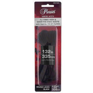 Pleaser black replacement boot laces 198cm for knee-high boots