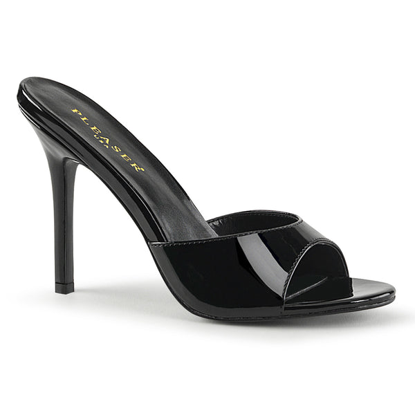 pleaser classiqe-01 black patent mules slides