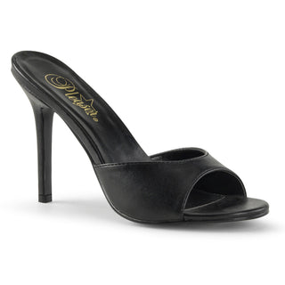 pleaser classique-01 black matte stiletto slides mules