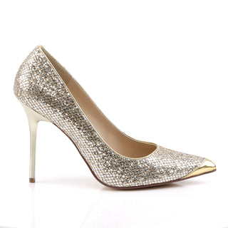 outer side view of classique-20 gold glitter classic stiletto pumps