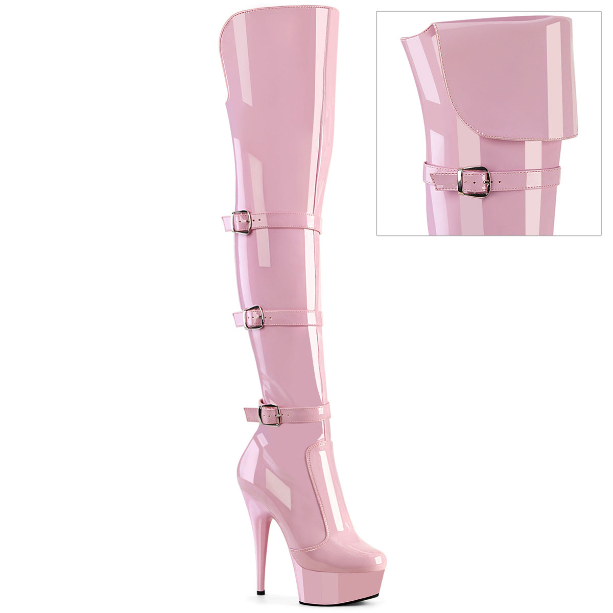 Delight-3018 Pink Platform Thigh High Boots