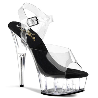pleaser delight-608 clear black clear platform sandals