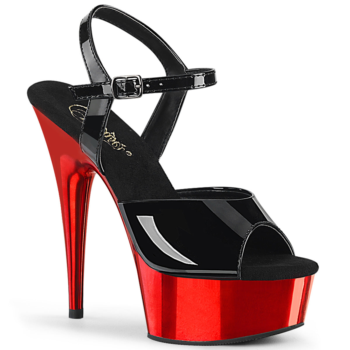 Pleaser delight-609 black red platform heels