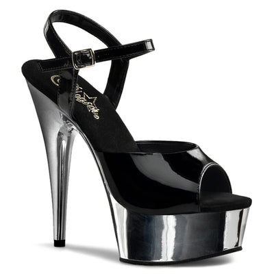 pleaser delight-609 black silver platform heels