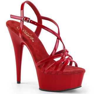 pleaser delight-613 red criss cross platform heels