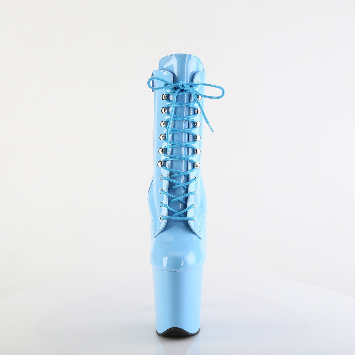 Pleaser Flamingo-1020 Baby Blue Pole Dance Boots front view