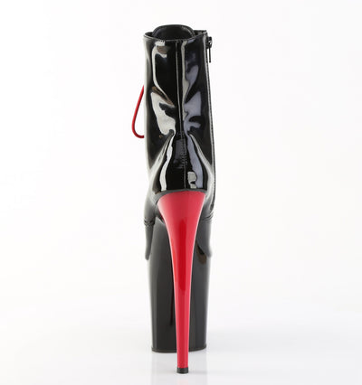 pleaser flamingo-1020 black red pole dancing boots back view