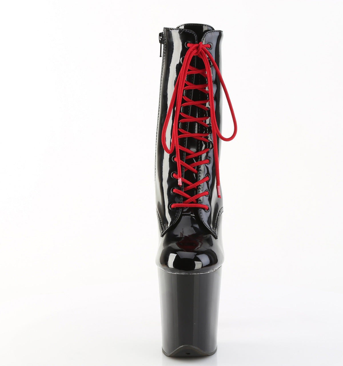 pleaser flamingo-1020 black red pole dancing boots front view