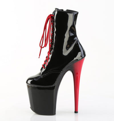 pleaser flamingo-1020 black red pole dancing boots side view