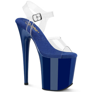 pleaser flamingo-808 clear blue pole heels