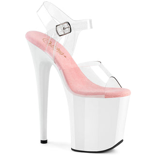 pleaser flamingo-808 clear white pink platform heels