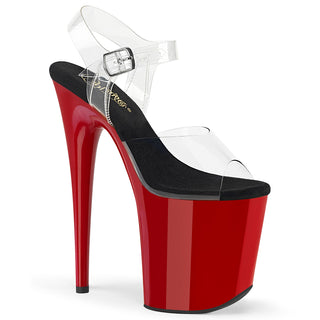 pleaser flamingo-808 clear black red platform heels