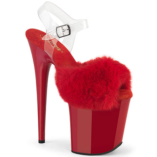 pleaser flamingo-808fur red fur toe platform sandals
