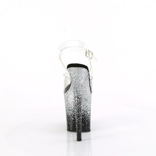 Back view of Pleaser Flamingo-808SS Silver stiletto heels showing the heel and sole