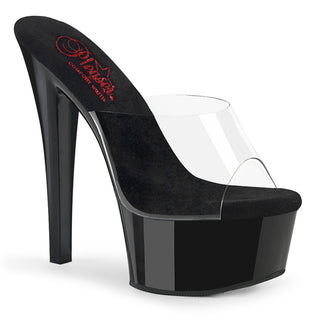 Gleam-601 Black Patent Comfort Width Platform Slides