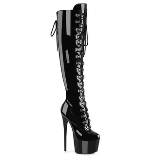 Pleaser Jubilant-3012 Black Patent Over The Knee Platform Boots