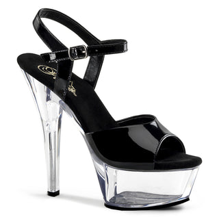 pleaser kiss-209 black clear platform sandals