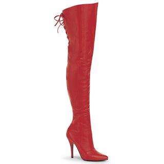 pleaser legend-8899 red real leather thigh high boots