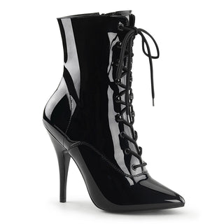 pleaser seduce-1020 black patent stiletto ankle boots