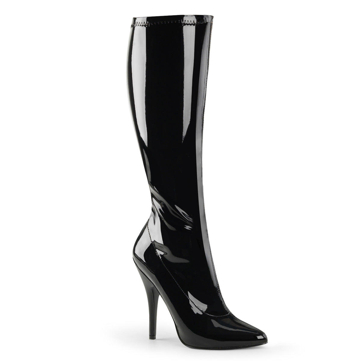 Pleaser Seduce-2000 black patent knee-high stiletto boot