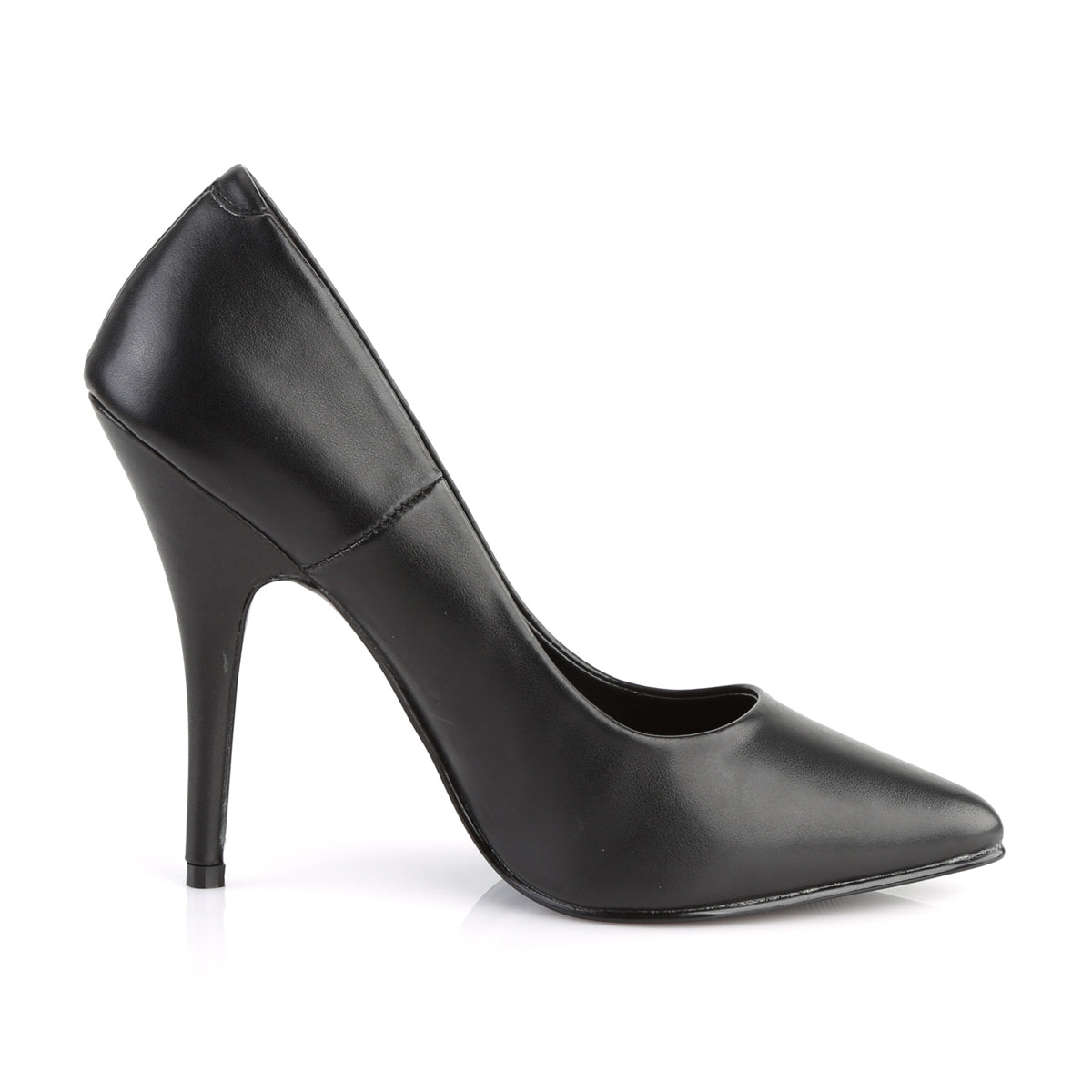 pleaser seduce-420 black pu stiletto heels inner side view