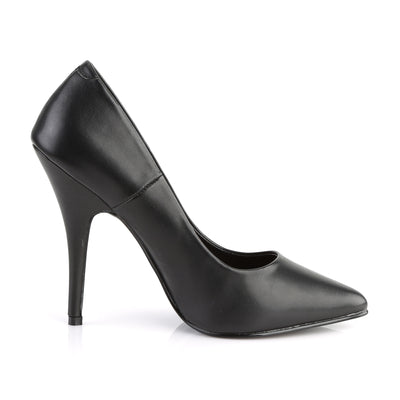 pleaser seduce-420 black pu stiletto heels inner side view