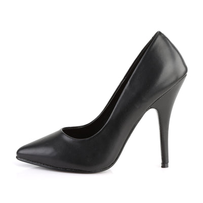 pleaser seduce-420 black pu stiletto heels outer side view