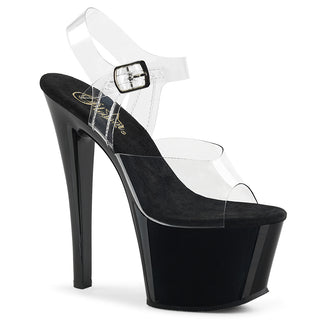 pleaser sky-308 clear black platform sandals